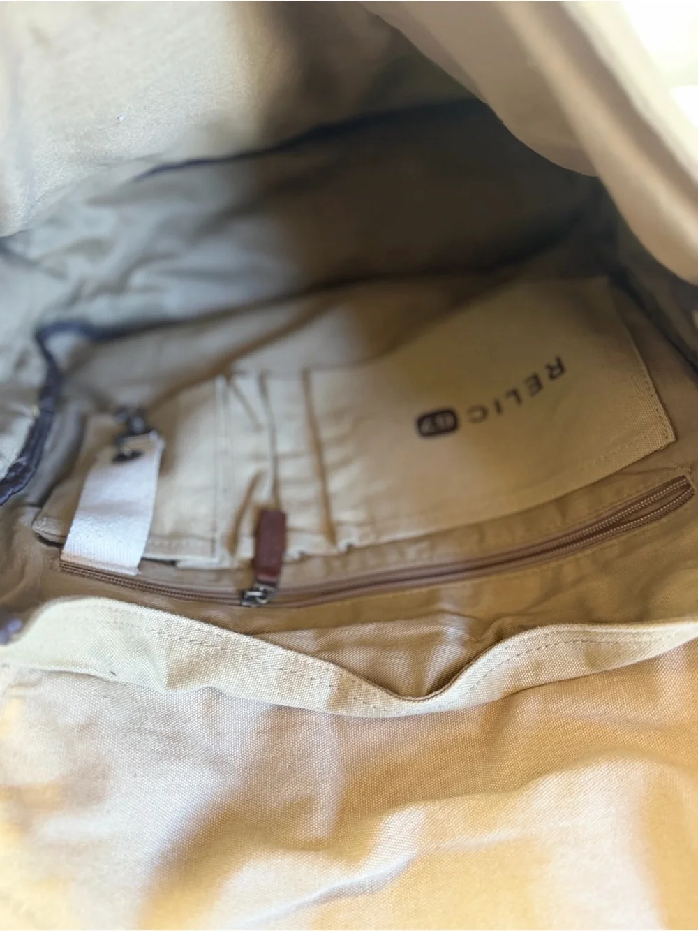 Relic 67 by Fossil Canvas Messenger Bag in Beige